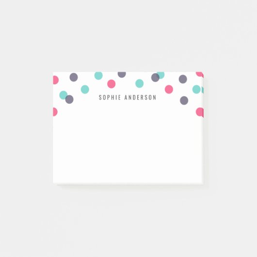 Gepersonaliseerde Fun Indigo Roze Blauwgroen Confe Post-it® Notes (Voorkant)
