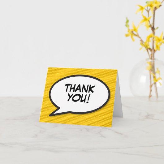 Gepersonaliseerde Fun Modern Speech Bubble Bedankt Kaart (Gele Bloem)