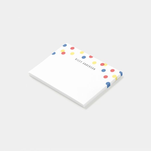 Gepersonaliseerde Fun Red Blue Yellow Confetti Post-it® Notes (Schuin)