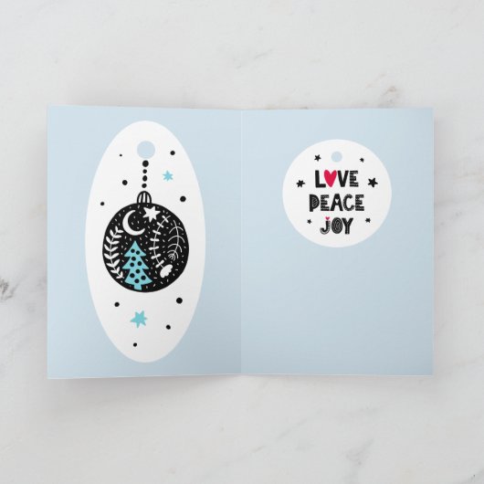 Gepersonaliseerde Fun Scandinavian Kerstdoodles Kaart (Binnen)