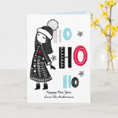 Gepersonaliseerde Fun Scandinavian Kerstdoodles Kaart (Gele Bloem)