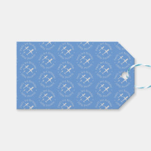 Gepersonaliseerde Fun Vliegtuigen op Blue Kids Ver Cadeaulabel