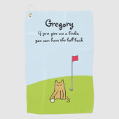 Gepersonaliseerde Funny Cartoon Cat Golf Joke Golfhanddoek (Voorkant)