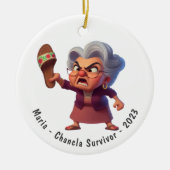 Gepersonaliseerde Funny Chancla Survivor Navidad Keramisch Ornament (Voorkant)