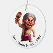 Gepersonaliseerde Funny Chancla Survivor Navidad Keramisch Ornament (Links)