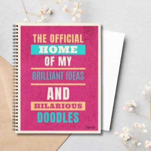 Gepersonaliseerde Funny Doodles Roze Script Typogr Notitieboek