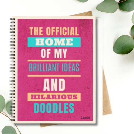 Gepersonaliseerde Funny Doodles Roze Script Typogr Notitieboek