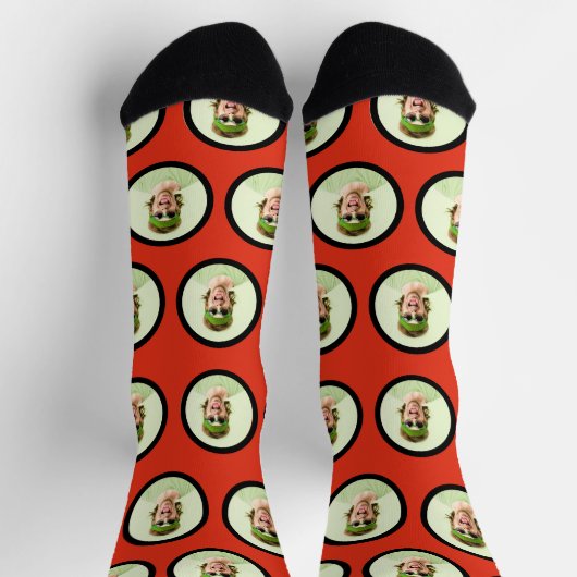 Gepersonaliseerde Funny Face Red Foto Sokken (Top)