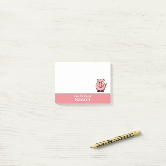 Gepersonaliseerde Funny Fat Pink Pig Post-it® Notes (Op bureau)