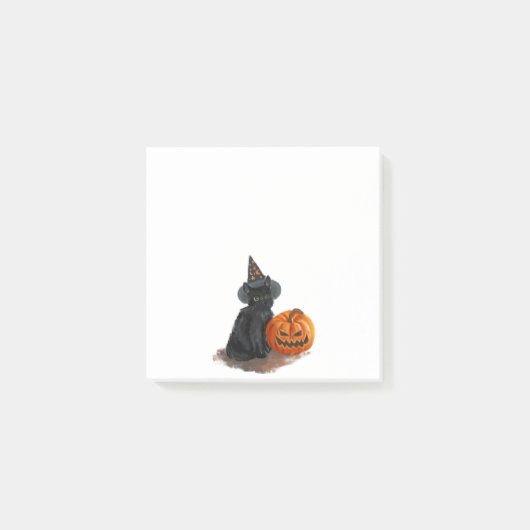 Gepersonaliseerde Funny Halloween Cat Pumpkin Cart Post-it® Notes (Voorkant)