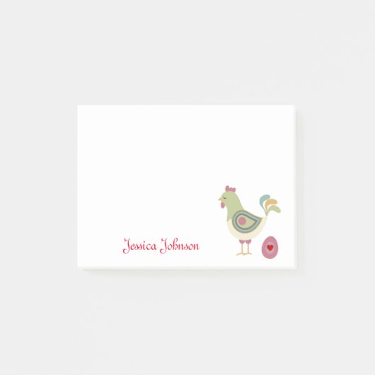 Gepersonaliseerde Funny Hen met Ei Abstract notiti Post-it® Notes (Voorkant)