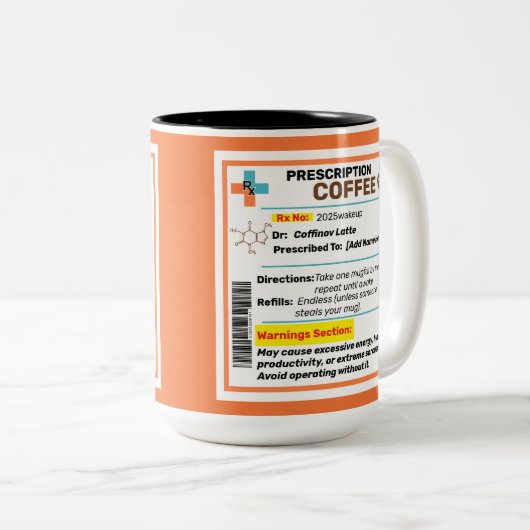 Gepersonaliseerde Funny Prescription Coffee Mok (Voorkant rechts)