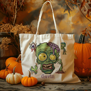 Gepersonaliseerde Funny Zombie Boy Trick or treat  Tote Bag