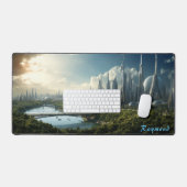 Gepersonaliseerde Future City Landschap Desk Mat (Keyboard & Muis)