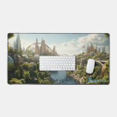 Gepersonaliseerde Future City Landschap Desk Mat (Keyboard & Muis)