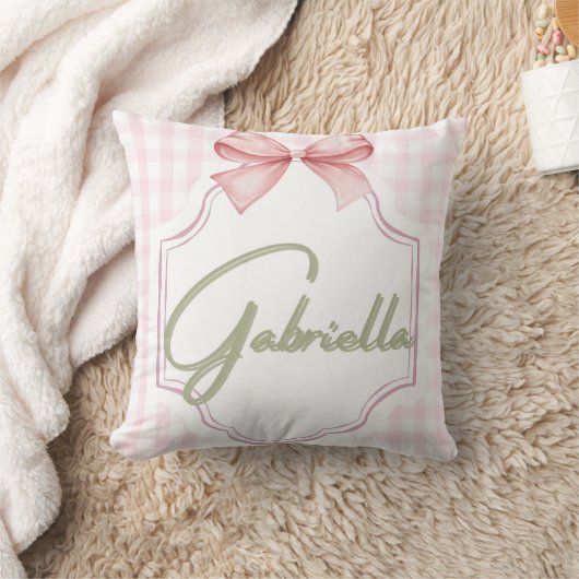 Gepersonaliseerde Gabriella Baby Girl Nursery Bow Kussen (Deken)