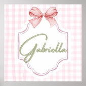 Gepersonaliseerde Gabriella Baby Girl Nursery Bow Poster (Voorkant)