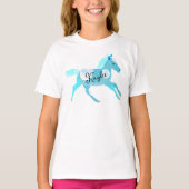 Gepersonaliseerde Galloping Turquoise Pony Tshirt (Voorkant)