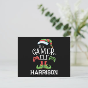 Gepersonaliseerde Gamer Elf Kerst Video Gaming  Feestdagenkaart