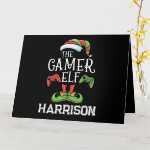Gepersonaliseerde Gamer Elf Kerst Video Gaming  Kaart