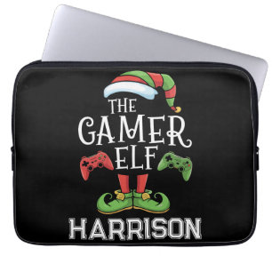 Gepersonaliseerde Gamer Elf Kerstmis Video Gaming Laptop Sleeve