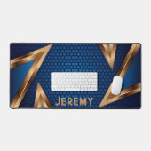 Gepersonaliseerde Gamers Blue Copper Abstract Bureaumat (Keyboard & Muis)