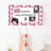 Gepersonaliseerde gamingweergave Gewaardeerd roze  Spandoek (Insitu)