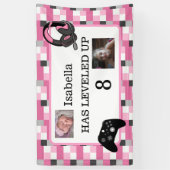 Gepersonaliseerde gamingweergave Gewaardeerd roze  Spandoek (Verticaal)