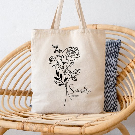Gepersonaliseerde Geboorte Maand Bloem Juni Botani Tote Bag