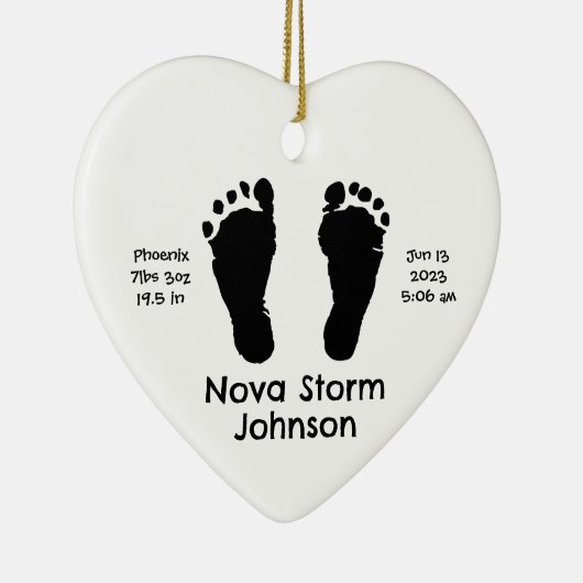 Gepersonaliseerde Geboorteaankondiging Custom Chri Keramisch Ornament (Rechts)