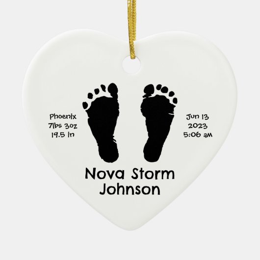 Gepersonaliseerde Geboorteaankondiging Custom Chri Keramisch Ornament (Voorkant)