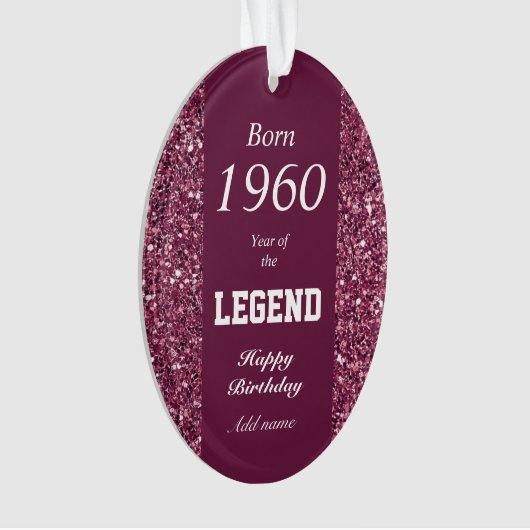 Gepersonaliseerde geboortejaar verjaardagscadeau o ornament (voorkant)