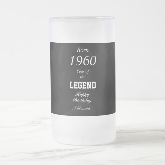 Gepersonaliseerde geboortejaar verjaardagsglas mok (Center)