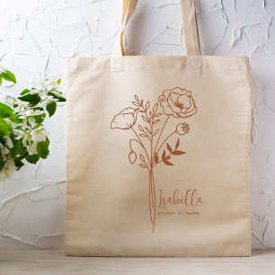 Gepersonaliseerde Geboortemaand Bloem August Boho  Tote Bag