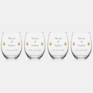 Gepersonaliseerde gedateerde B&W Starfish Wijnglas Zonder Voet