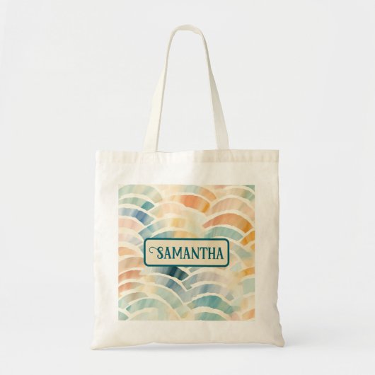 Gepersonaliseerde gedempte pastel Abstracte boog Tote Bag (Voorkant)