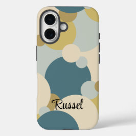 Gepersonaliseerde geel-blauwe moleculen iPhone cas iPhone 16 Hoesje