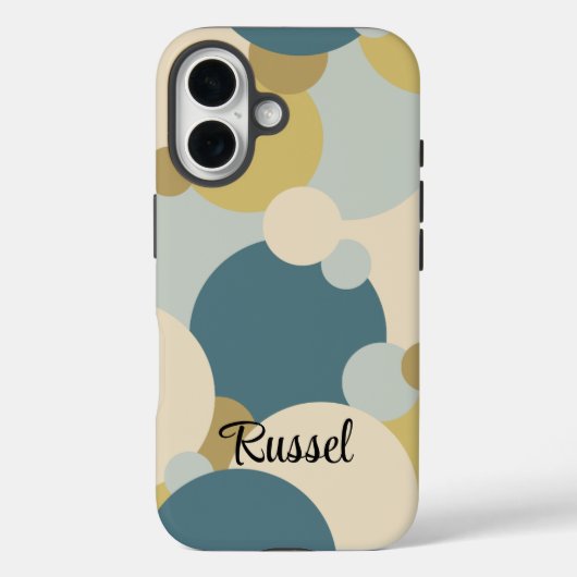 Gepersonaliseerde geel-blauwe moleculen iPhone cas Case-Mate iPhone Case (Achterkant)