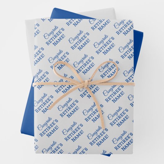 Gepersonaliseerde Gefeliciteerd met pensioen! Blau Inpakpapier Vel (In situ)