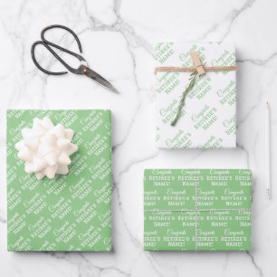 Gepersonaliseerde Gefeliciteerd met pensioen! Wit  Inpakpapier Vel