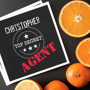 Gepersonaliseerde Geheime Agent Kids Verjaardagsfe Servet
