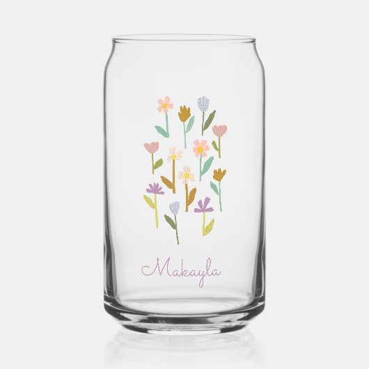 Gepersonaliseerde Geïllustreerde Bloemen Bruidsmei Blikvorm Glas (Voorkant)