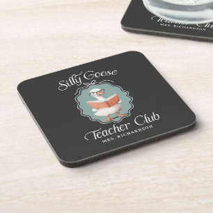 Gepersonaliseerde Gekke Goose Teacher Club Klaslok Bier Onderzetter