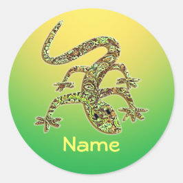 Gepersonaliseerde gekko / salamander / hagedis Sti Ronde Sticker