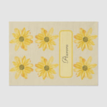 Gepersonaliseerde Gele Bloemen Weefsel Papier Wrap