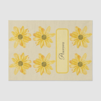 Gepersonaliseerde Gele Bloemen Weefsel Papier Wrap