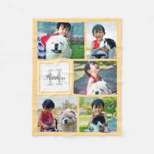 Gepersonaliseerde Gele Fotocollage Monogrammed Gif Fleece Deken