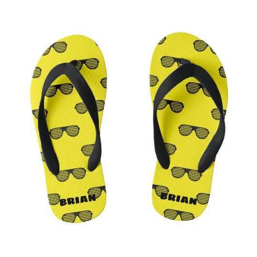 Gepersonaliseerde gele kinderstrand slippers voor  kinder teenslippers (Voetbed)