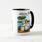 Gepersonaliseerde gele labrador en pap mok (Voorkant rechts)