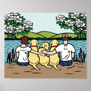 Gepersonaliseerde gele labrador Familie bruin B Poster